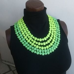 Laguna Mid Century Lime Green Lucite Bib Necklace